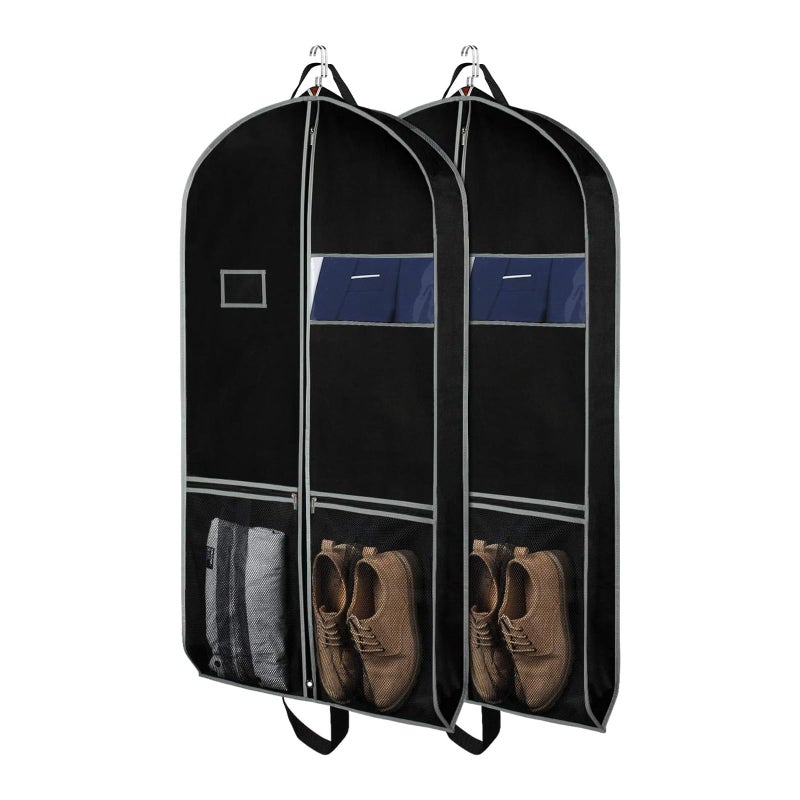 Zilink Garment Bags Suit Bag for Travel and Storage 43 inches Gusseted Suit Cover Protector for Closet with 2 Large Pockets and 2 Carry Handles for Suit Coat, Dress, Set of 2 - Image 1